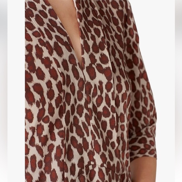 Derek lam Leopard/Animal Print Lightweight Flowy V-neck Dress Size Large - Picture 7 of 15